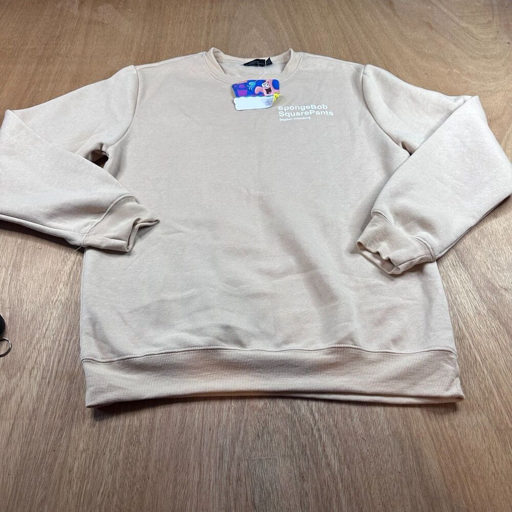 SpongeBob SquarePants Sweatshirt Men M Beige Graphic Nickelodeon Crewneck